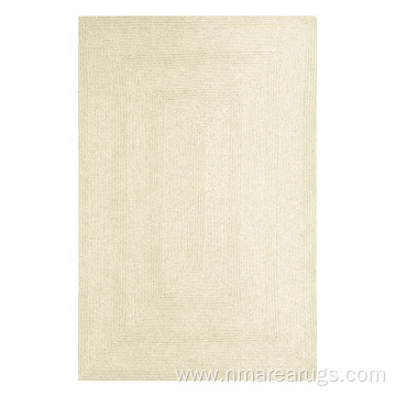 white ivory beige colour natural wool braided carpet